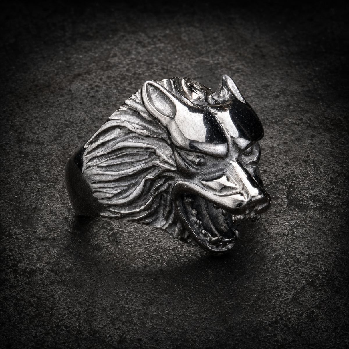 Born to be Wild - Black Wolf Stainless Steel Ring - 316L stainless steel unisex jewelry (653SJ07)