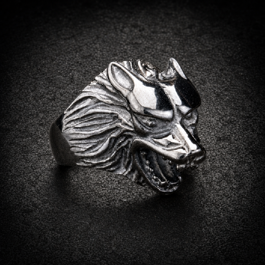 Born to be Wild - Black Wolf Stainless Steel Ring - 316L stainless steel unisex jewelry (R0774)