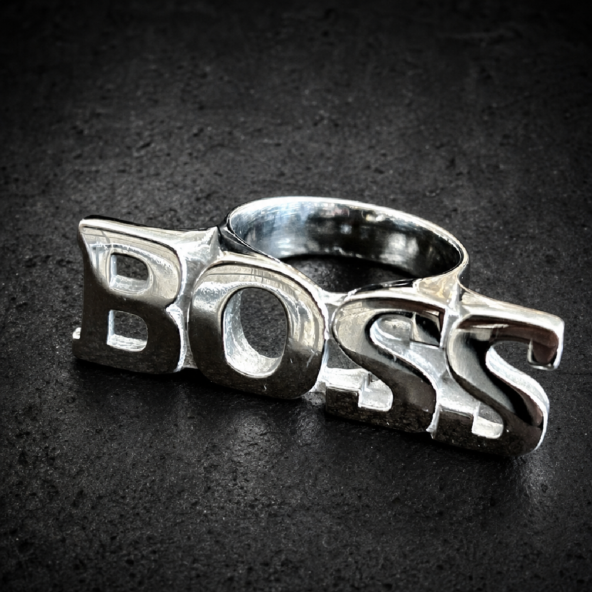 BOSS Stainless Steel Ring - 316L stainless steel unisex jewelry (R0313)