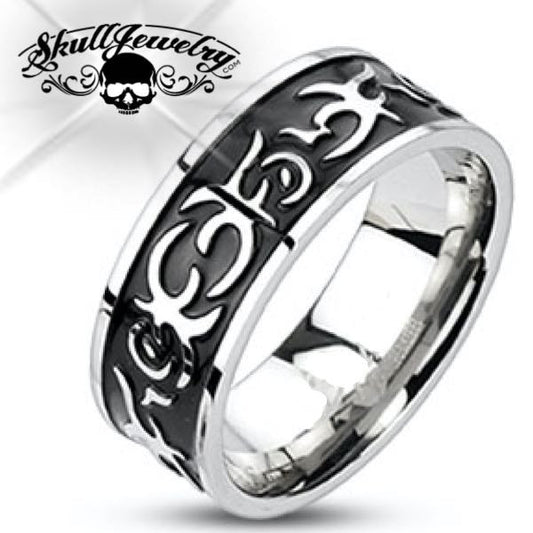 'Tribal Tattoo' Stainless Steel Ring