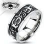 Size #12 - 'Tribal Tattoo' Stainless Steel Ring (#c070)