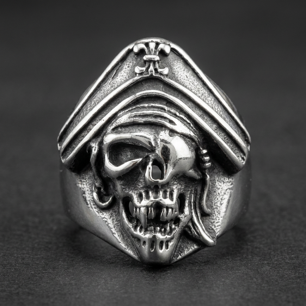 Blackbeard - Pirate Skull Ring (#c350)