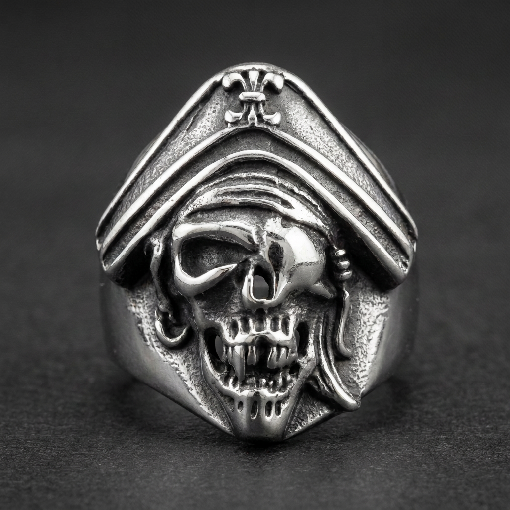 Blackbeard - Pirate Skull Ring (#c350)