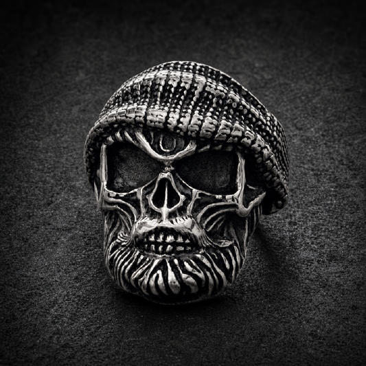 Caught Between the Devil and the Deep Blue Sea - Skull Ring - 316L stainless steel unisex jewelry (R0390)