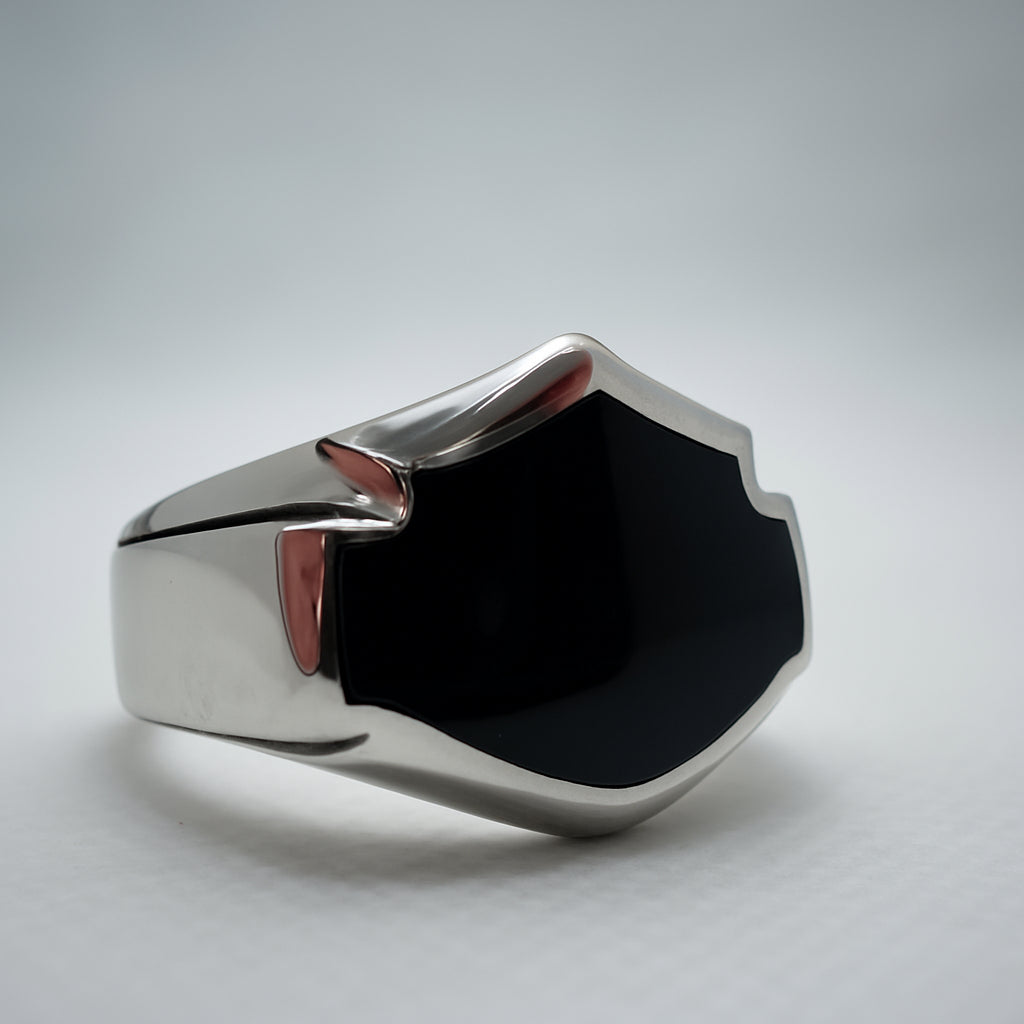Onyx Shield Biker Ring (#R0215) - alternate view