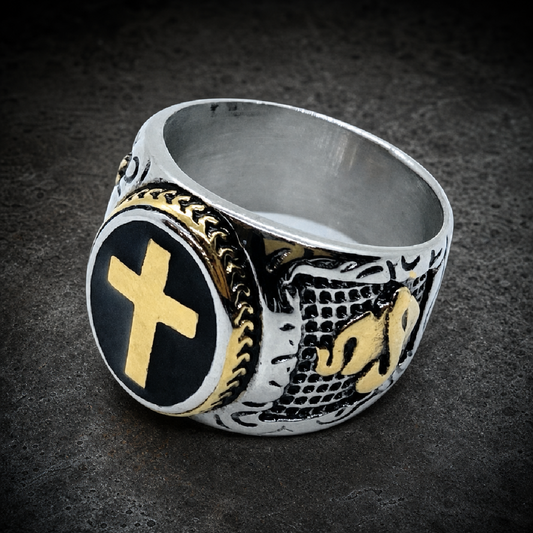 Christian 'Trinity' Cross Ring - 316L stainless steel unisex jewelry (R0673)