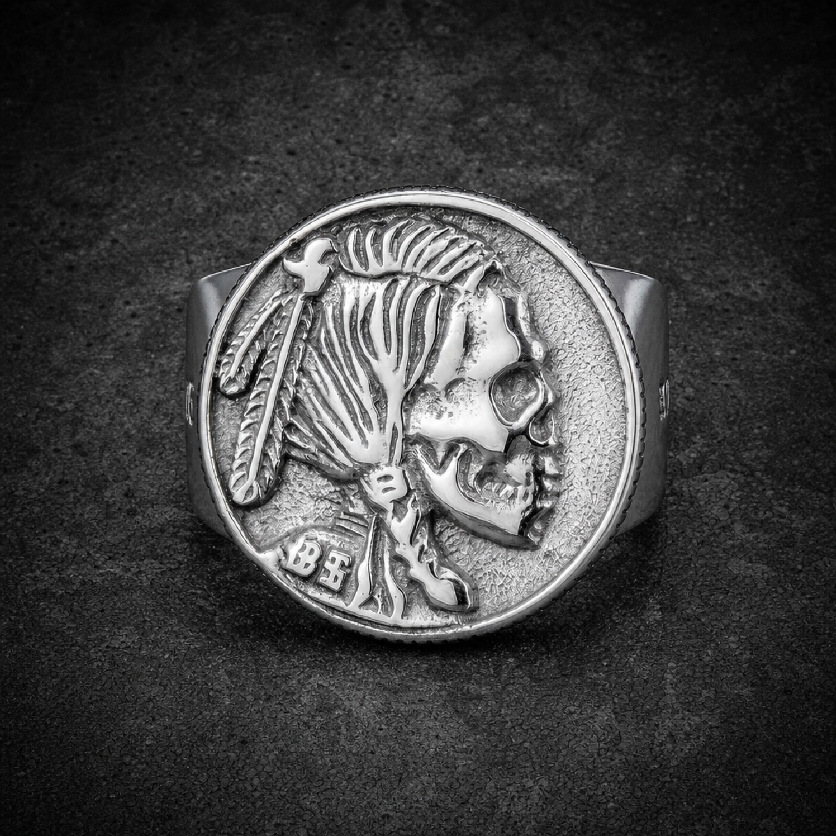 Classic "Hobo Coin" Stainless Steel Ring - 316L stainless steel unisex jewelry (R0665)
