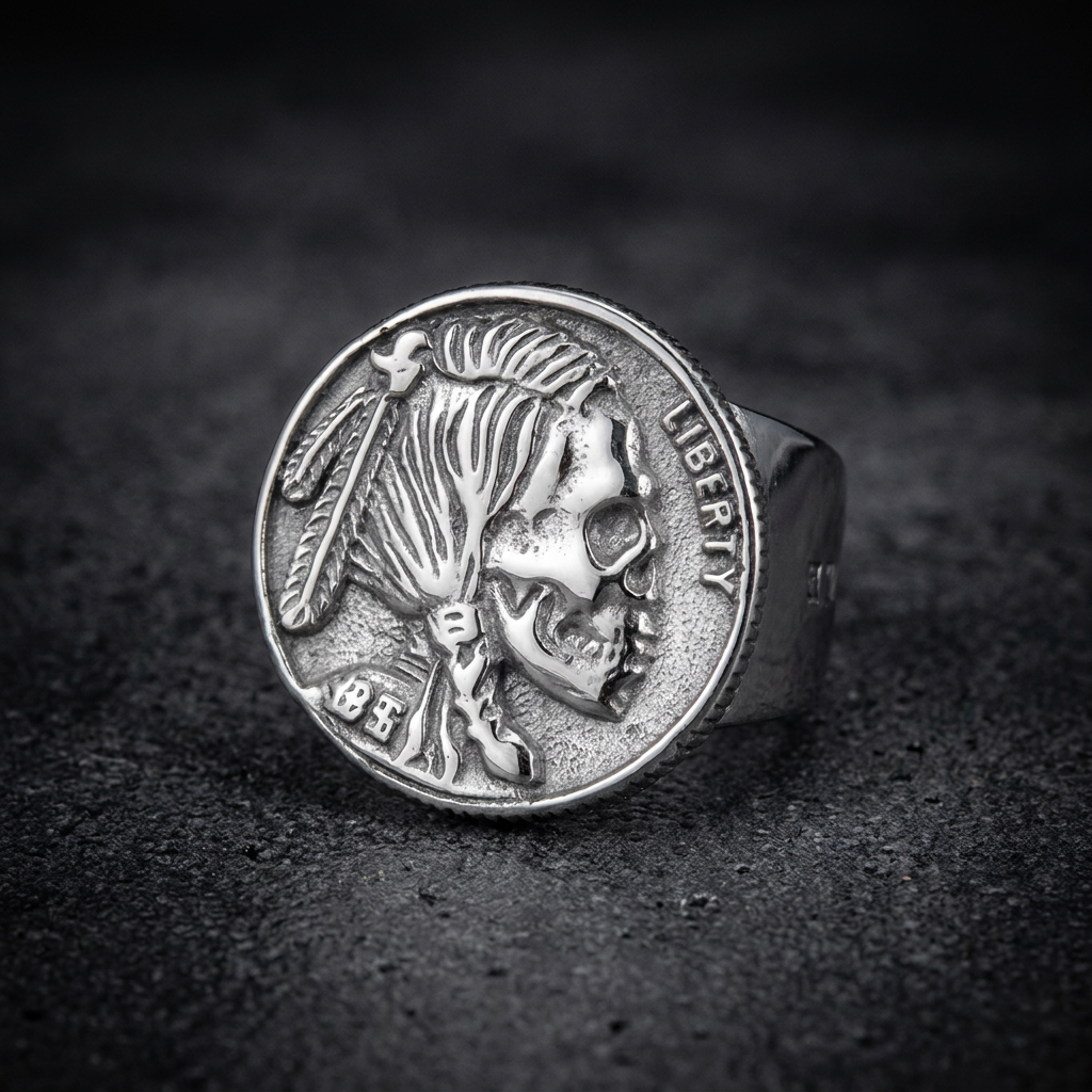 Classic "Hobo Coin" Stainless Steel Ring (#524)