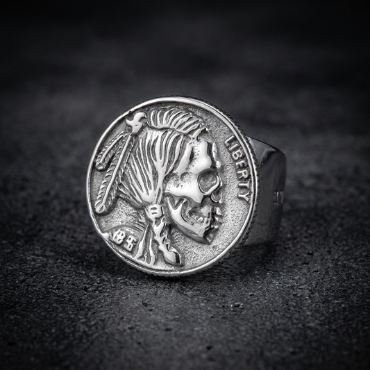 Classic "Hobo Coin" Stainless Steel Ring (#524)