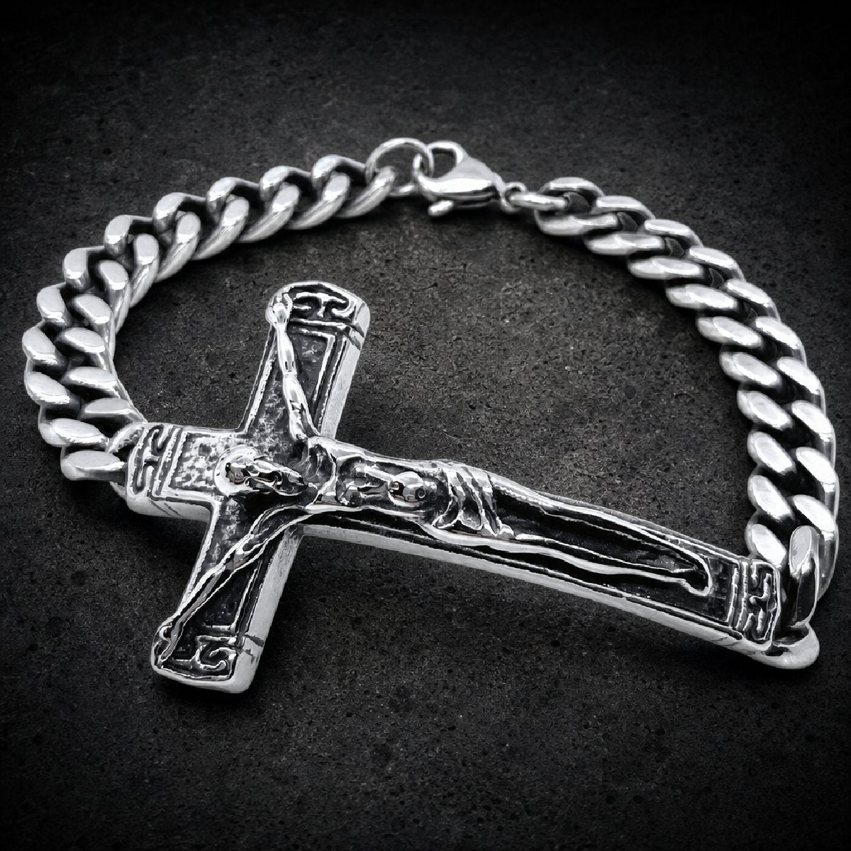 Crucifixion Chain — Crucifix Cuban Chain 9" Bracelet