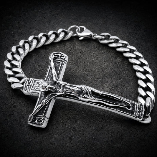 Crucifixion Chain — Crucifix Cuban Chain 9" Bracelet