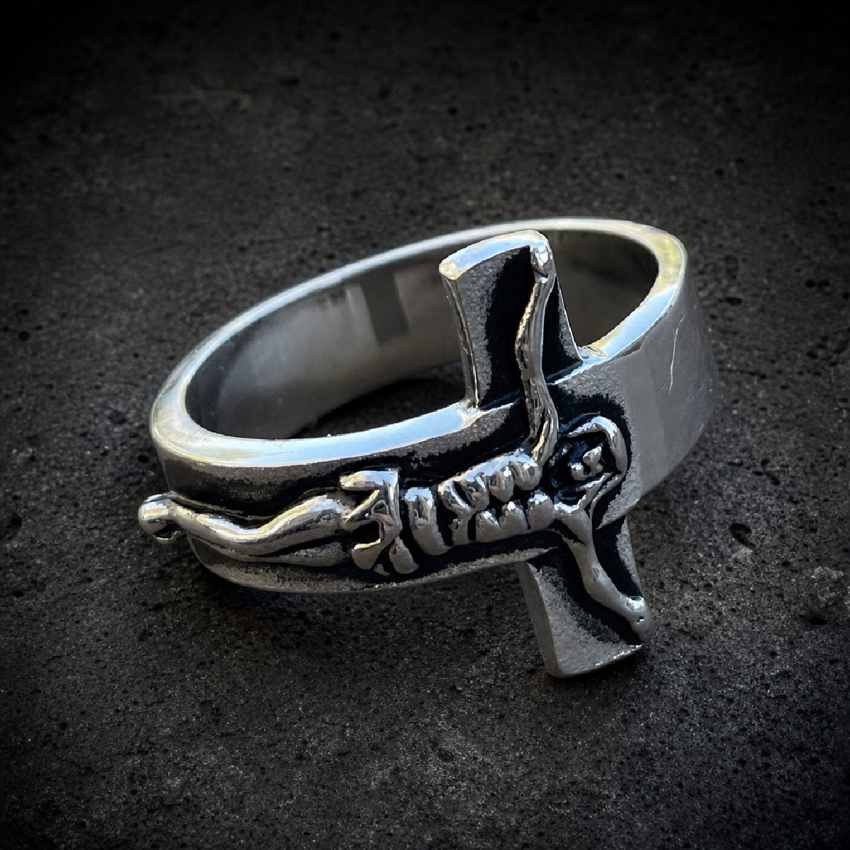 Crucifixion of Jesus Ring - 316L stainless steel unisex jewelry (R0803)