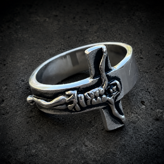 Crucifixion of Jesus Ring - 316L stainless steel unisex jewelry (R0803)