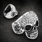 Crystal Cráneo Luxe Clear CZ Skull Ring in Stainless Steel (#R0526)