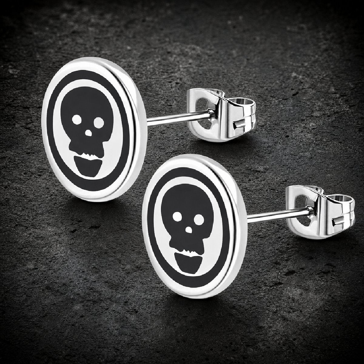 Deathrock Skull Stud Earrings (#c503)