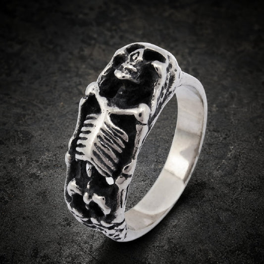 Death's Embrace — Skull Ring - 316L stainless steel unisex jewelry, skeleton body wrap ring, 316l surgical steel skull rin…