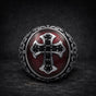 Deus Vult - 'God Wills It' Christian Crusaders Soldier' Ring w/BLACK Zircon Gemstones (#676)