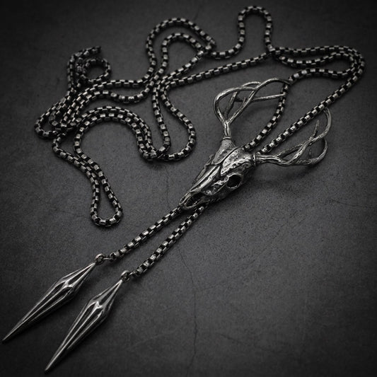 Antlered Skull Talisman (pendant slides on chain) (#N317)