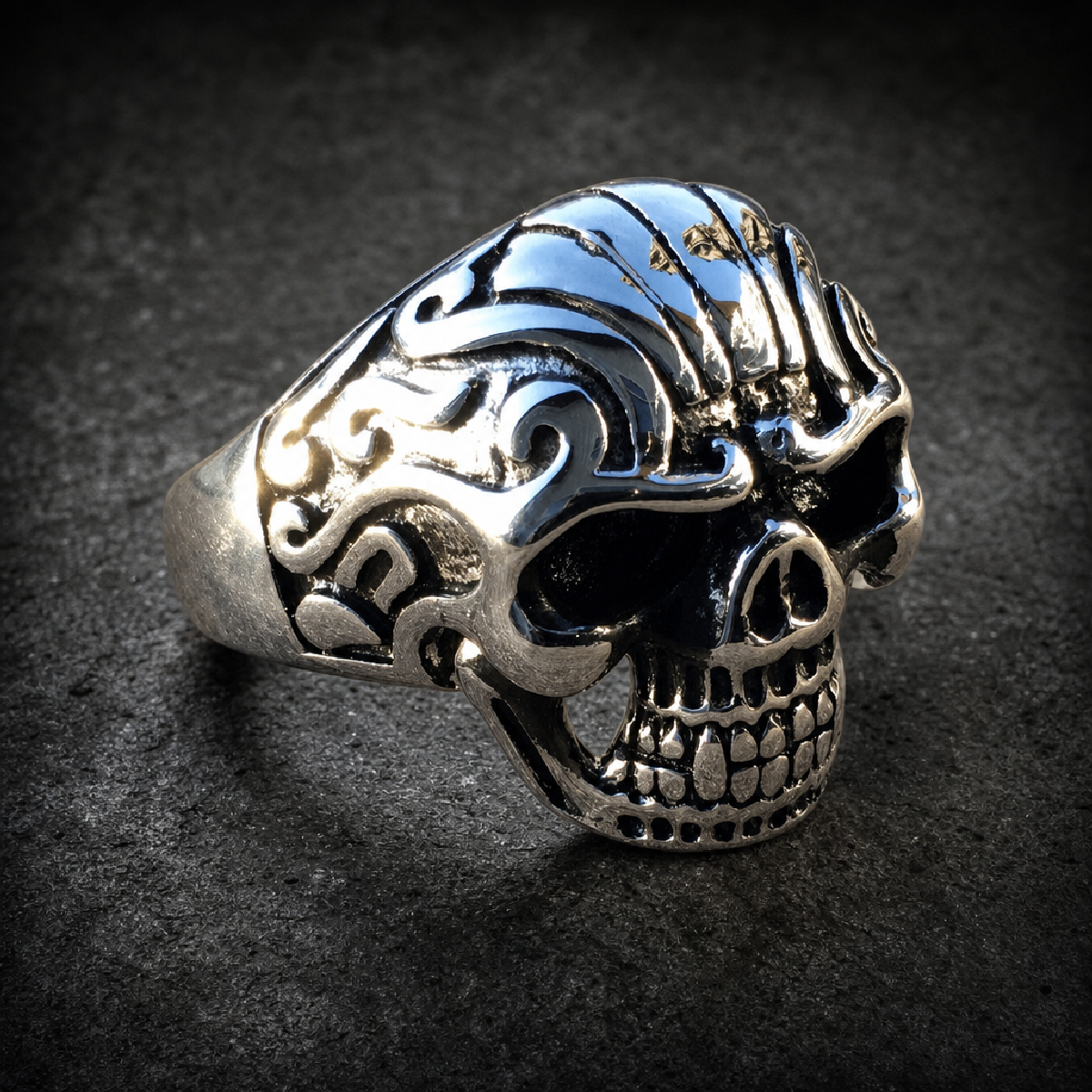 Desperado Stainless Steel Skull Ring - 316L stainless steel unisex jewelry (R0414)