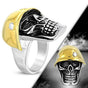 The 'Destroyer' Golden Helmet w/Bullet Holes Skull Ring (#507)