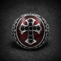 Deus Vult - 'God Wills It' Christian Crusaders Soldier' Ring w/BLACK Zircon Gemstones (#R0792)