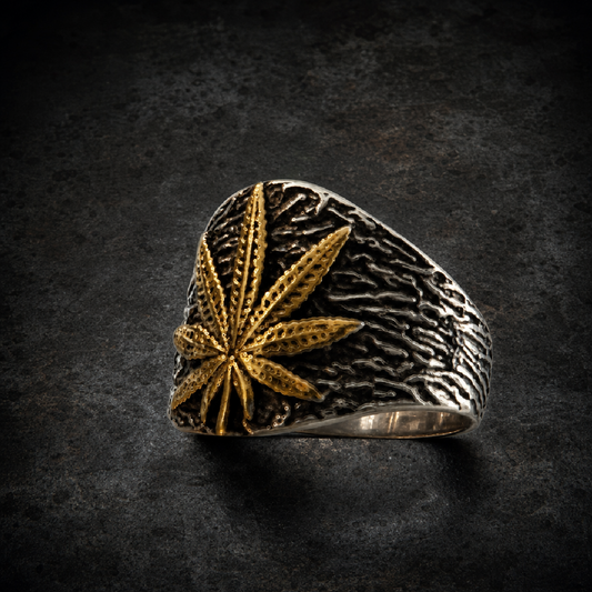 Devils Lettuce - Marijuana Leaf Ring - 316L stainless steel unisex jewelry (R0576)