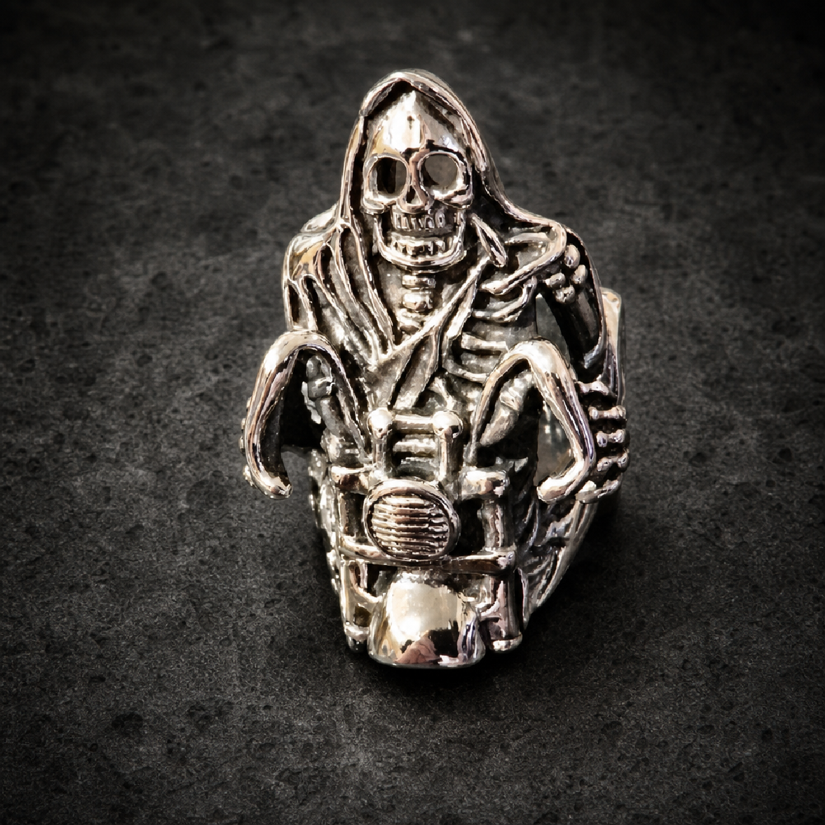 Don't Fear the Reaper -Large Grim Reaper Ring - 316L stainless steel unisex jewelry (R0753)