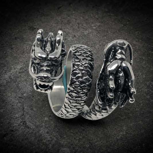 Double Dragon - Big & Bold Dragon Ring - 316L stainless steel unisex jewelry (R0461)