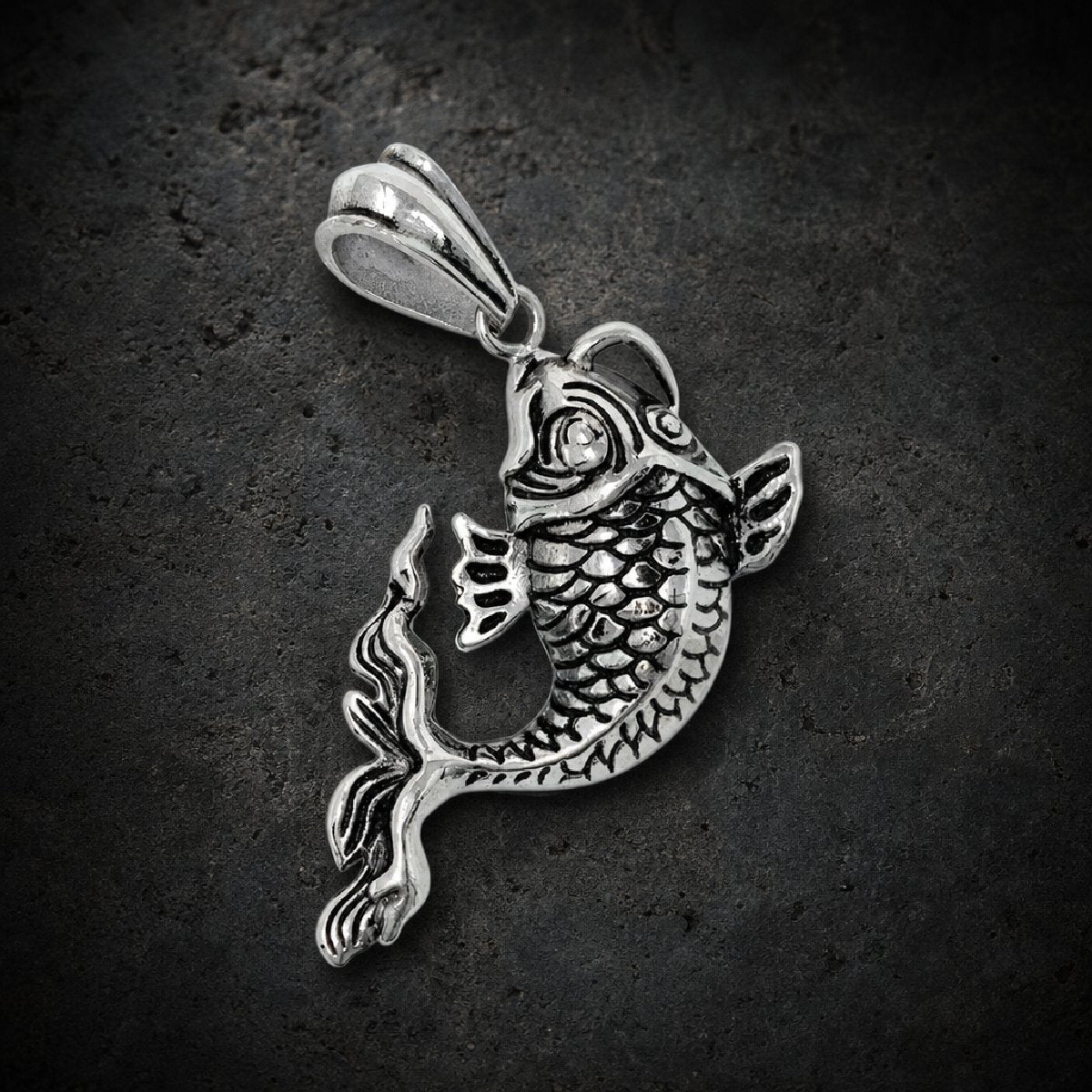 Dragonscale Ascent — 316L Stainless Steel Koi Pendant