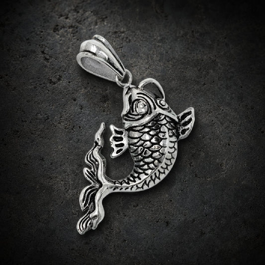 Dragonscale Ascent — 316L Stainless Steel Koi Pendant