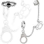 Brass Knuckles - Hoop Chain Earring w/ Brass Knuckle and GemStone Hand Cuff Dangles (e003)