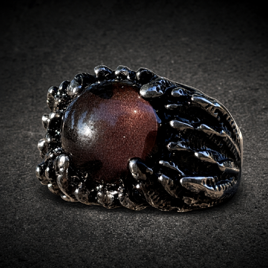 Eagle Feathers w/Black eye Ring - 316L stainless steel unisex jewelry (R0436)