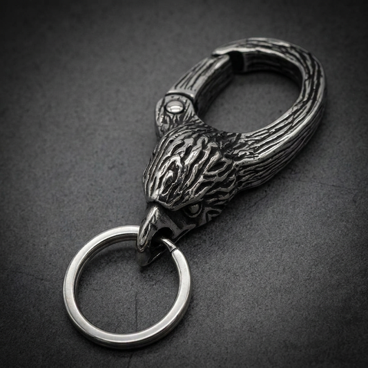 Imperial Eagle Grip Keychain 316L stainless steel with detailed feathered eagle head and strong key ring