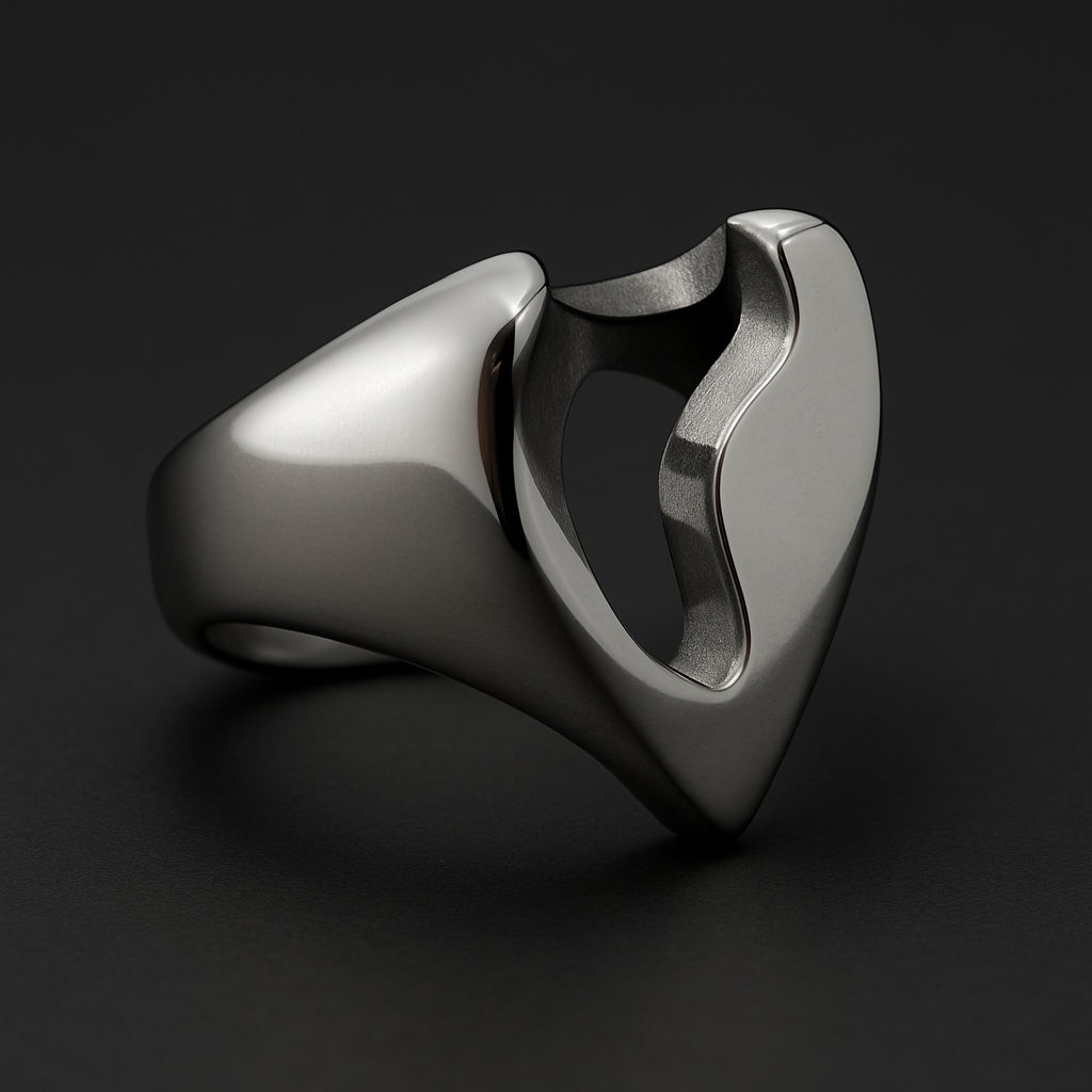 Broken Heart Ring made of 316L stainless steel showcasing bold design and polished finish.
