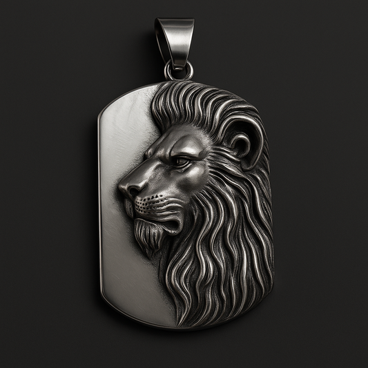Beast King's Emblem pendant made of 316L stainless steel featuring a powerful lion design, symbolizing strength and resilience.