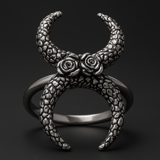 Dragon-inspired ring crafted from 316L stainless steel, featuring a dark, scaled design resembling a dragon's claw.