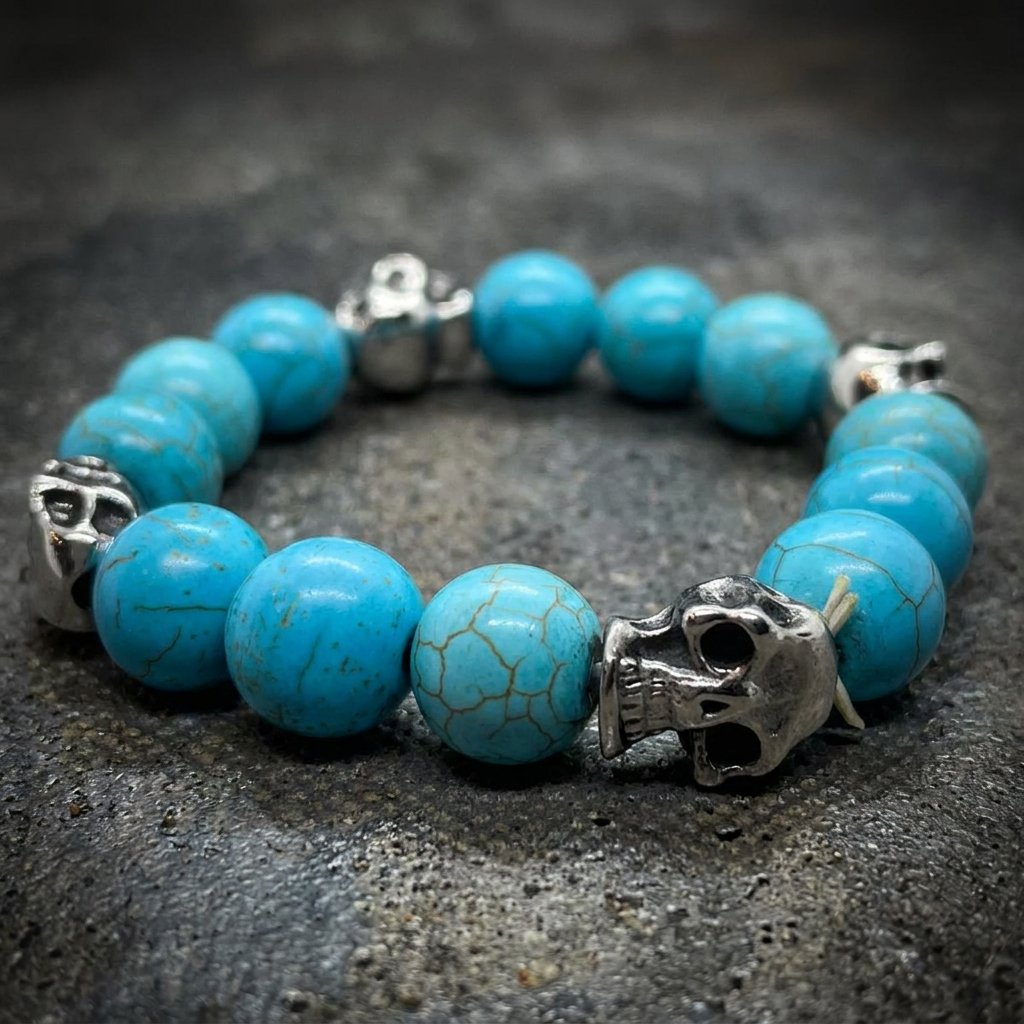 Faux Turquoise Skull Bracelet  - Unisex (#909)