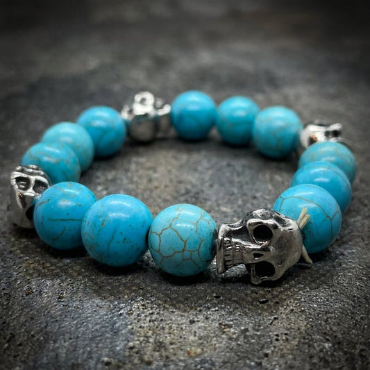Faux Turquoise Skull Bracelet  - Unisex (#909)