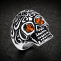 Fierce Monarch — Skull Ring with Fiery Eyes (#R0900)