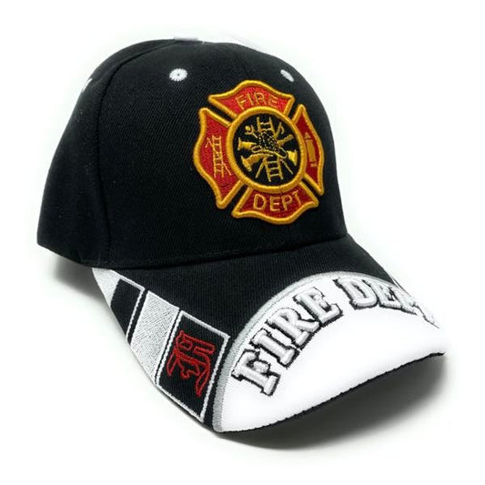 fire department embroidered hat - black