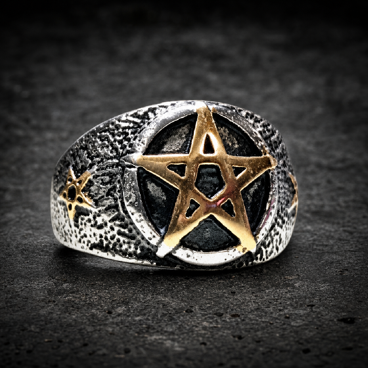 Five-Pointed Star Pentagram Ring - 316L stainless steel unisex jewelry (R0478)