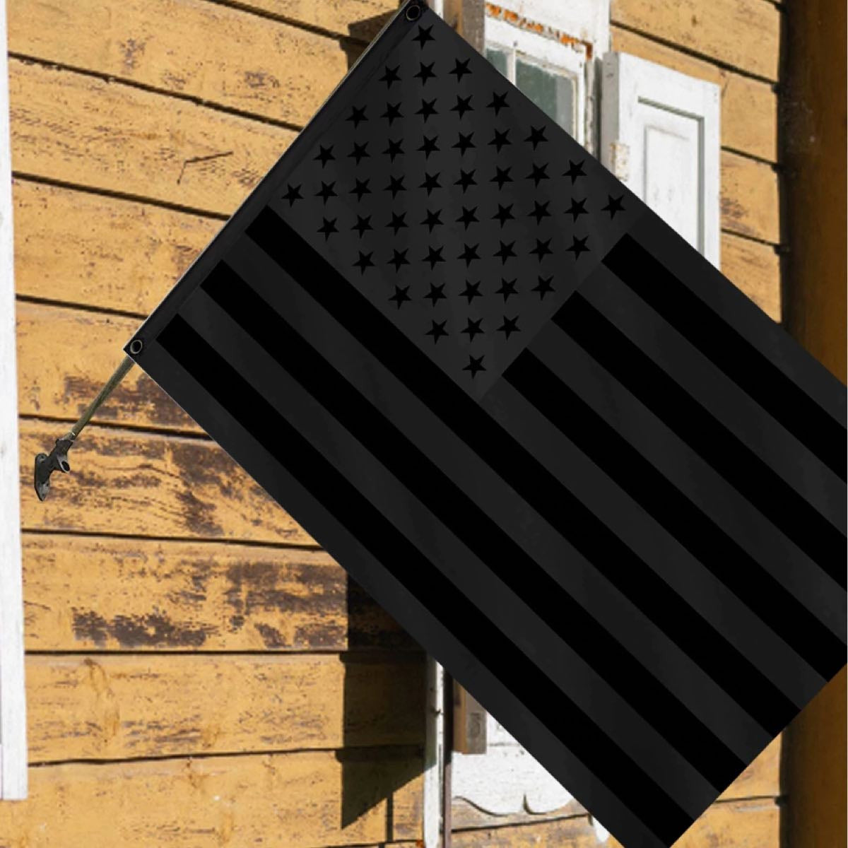 black and gray american flag