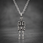 .925 Sterling Silver Pendant & 18" Sterling Silver Chain - Flexed Skeleton Necklace (#N328)