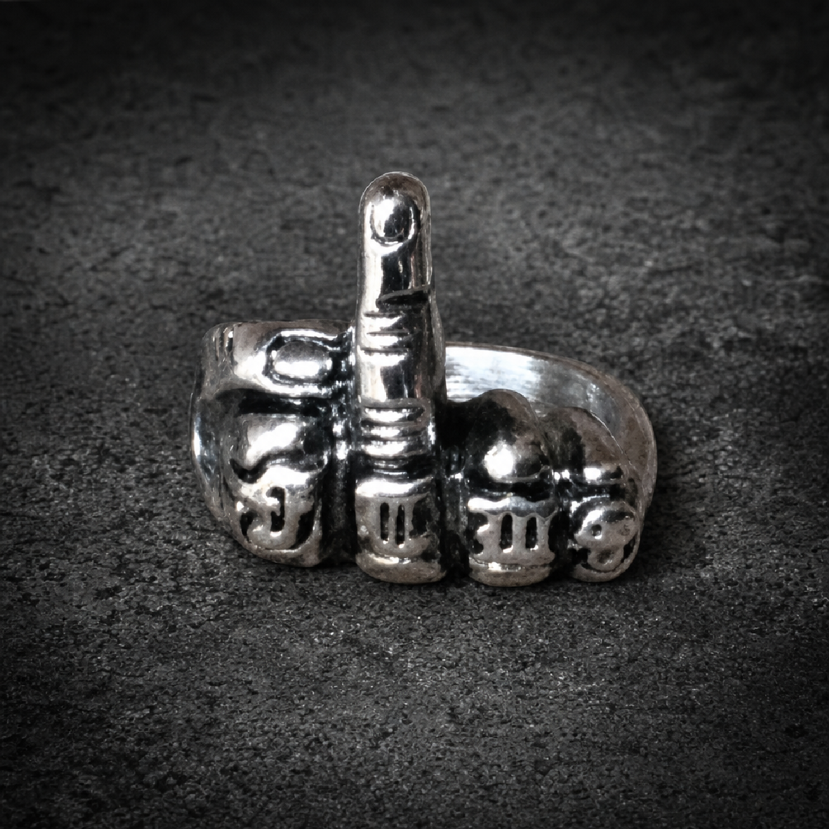 Flip The Bird ring - 316L stainless steel unisex jewelry (R0594)