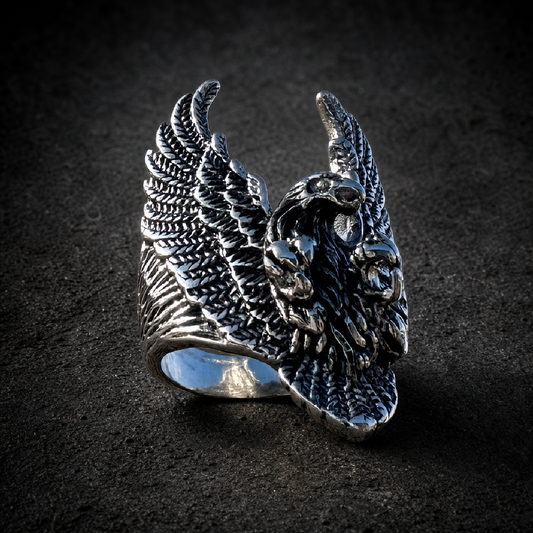Fly Like an Eagle – Big, Bold & Heavy Stainless Steel Biker Ring - 316L stainless steel unisex jewelry (R0466)