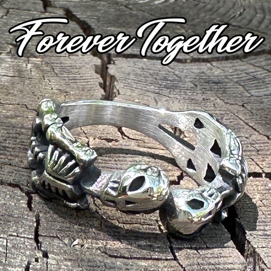 'Forever Together' Double Skeleton Skull Ring - unisex