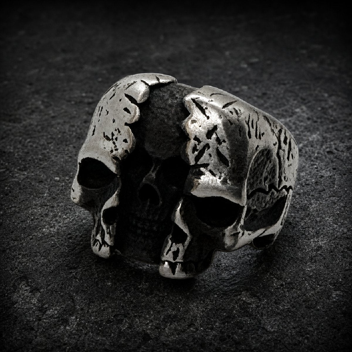 Fractured Psyche — Split Skull Ring - 316L stainless steel unisex jewelry, fractured psyche stainless steel ring, dual sku…