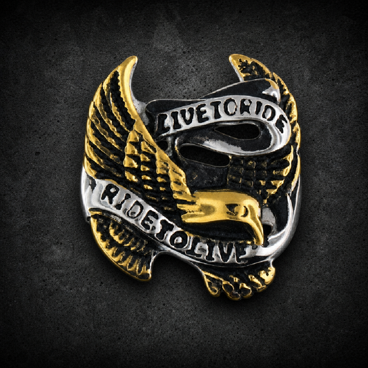 Freedom's Flight — 316L Stainless Steel Eagle Ring - 316L stainless steel unisex jewelry (R0556)