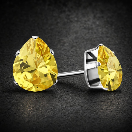 Giallo Yellow Pear Stud Earrings (#c474)