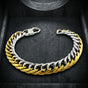 Gilded Serpent Chain — Two-Tone Figaro 8.5" Bracelet · 63 grams (#B0112)